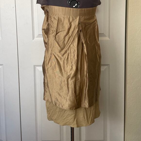 3.1 Phillip Lim Gold Lame Orchid Pleated Strapless Mini Dress • Size 4 ⬇️ - Picture 3 of 4